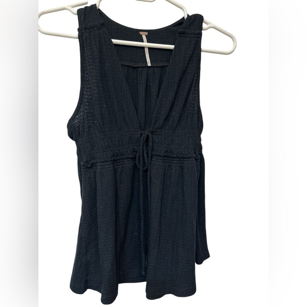 Free People Beach Bound Plunge Black Sleeveless Top